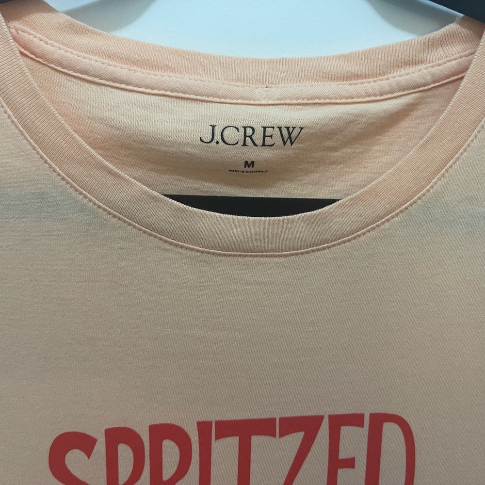 J.Crew Peach Graphic “Spritzed” Short Sleeve Tee Shirt , Orange Design - size M - Picture 5 of 12